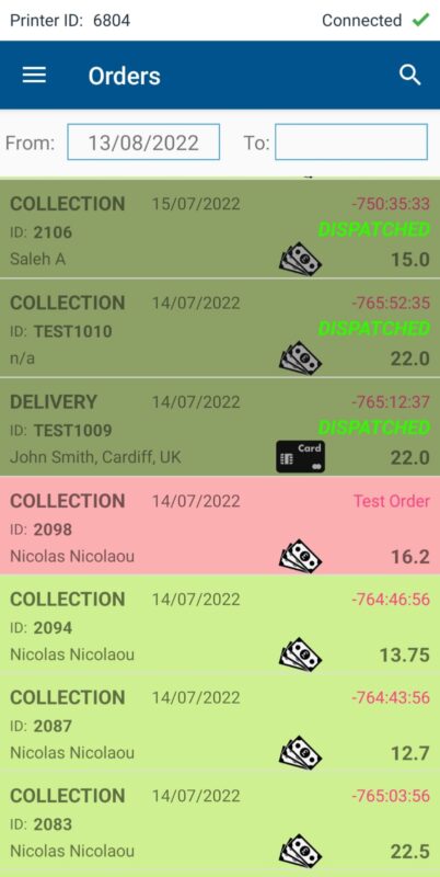 PrinterCo PrinterCo Order list with dispatch 1