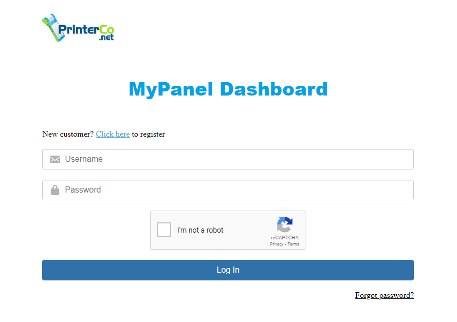 PrinterCo MyPanel Login